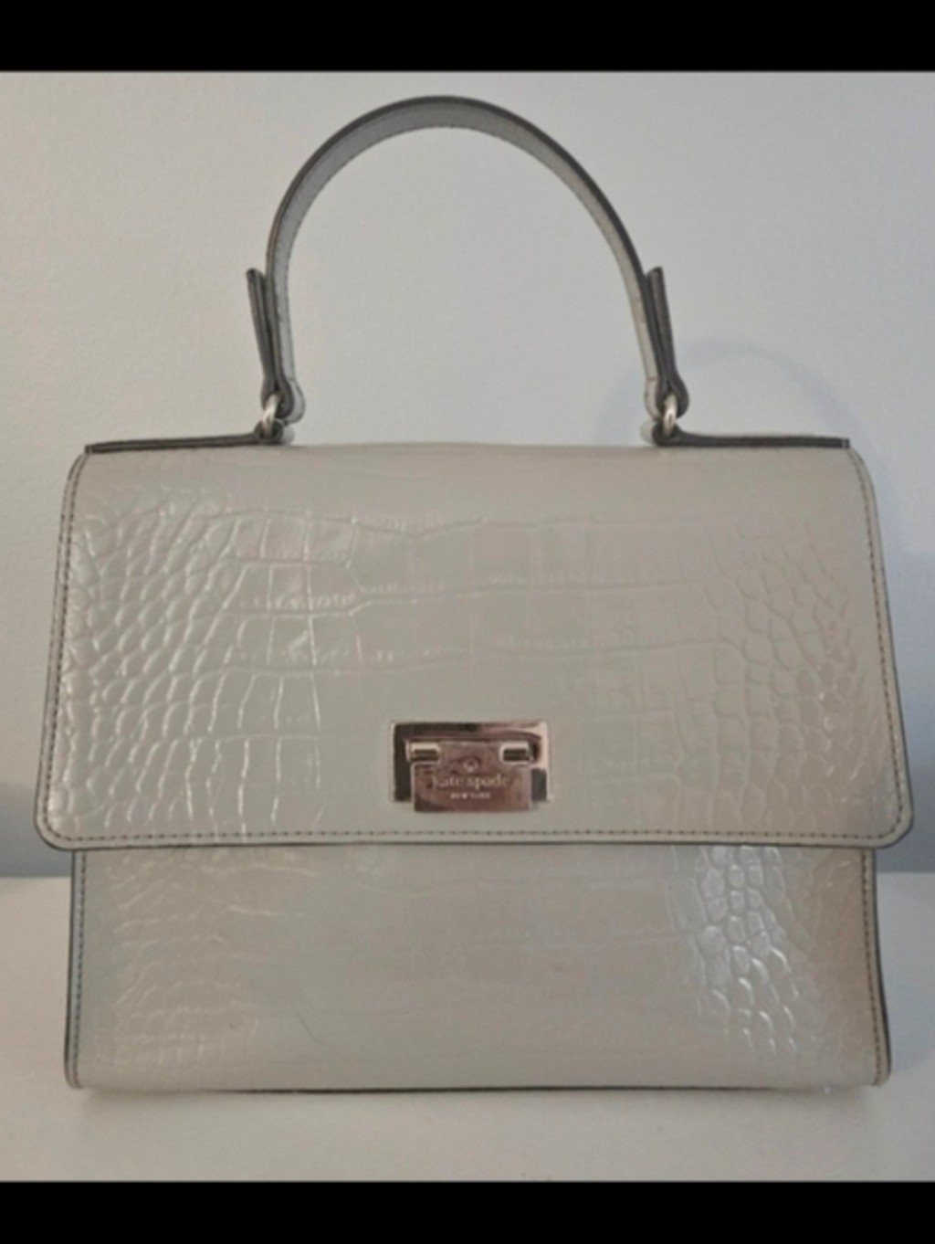 Kate Spade French Gray Croc Knightsbridge Doris Satchel